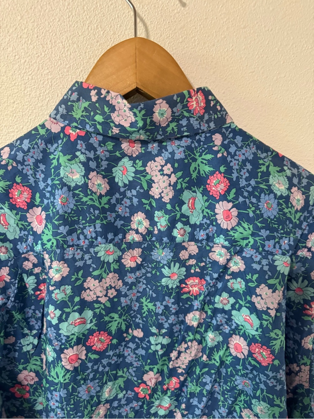 Vintage Liberty of London Floral Button Up Long Sleeve Blouse Blue Pink-14 US - Picture 6 of 9